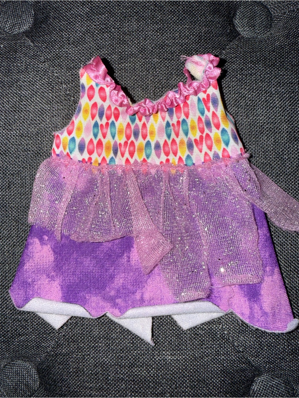 Purple skirt multi color dress for small doll